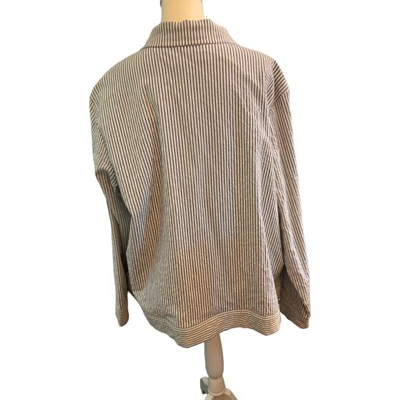Denim & Co. Pinstripe Button Front Shirt Jacket, Women's Plus Size 1X - Picture 3 of 4